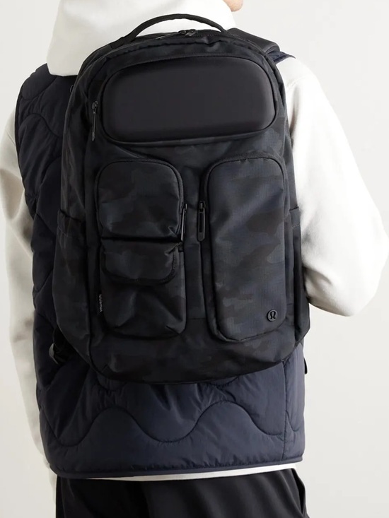 black camo lululemon backpack Lululemon Black Camo Multi-Pocket Backpack – Stylish & Functional